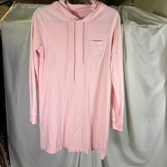 Vineyard Vines Women's Pink Cotton Hoodie Tunic‎ Whale Logo Casual Comfy - Picture 15 of 15
